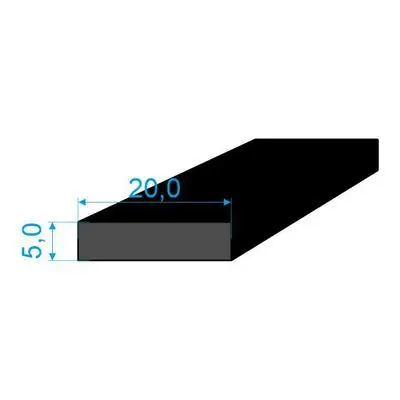 Vysoce Kvalitní 0596052 Pryžový profil 5x20mm, EPDM 70°Sh obdélníkový